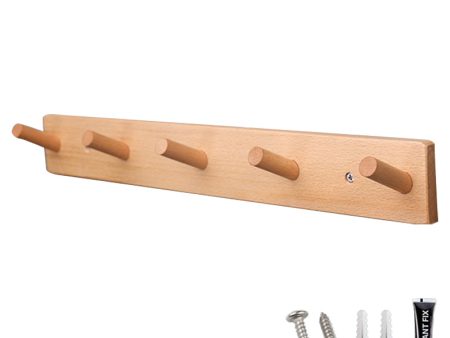 5-hook Solid Beech Wood Wall Hanger Keychain Coat Hook Rack Home Decoration (ST) Cheap