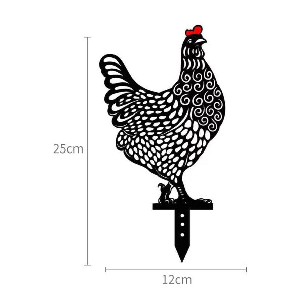 5Pcs   Set Garden Hen Chicken Yard Art Lawn Floor Decoration Animal Silhouette Garden Stakes Supply