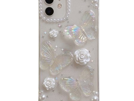 For iPhone 13 Retro Epoxy Butterfly TPU Phone Cover Pearl Bead Decoration Mobile Phone Case Online