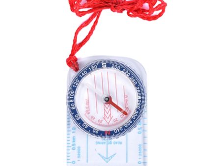 DC47-3 Outdoor Acrylic Compass Map Scale for Hiking, Camping, Trekking Multifunctional Compass with Strap on Sale