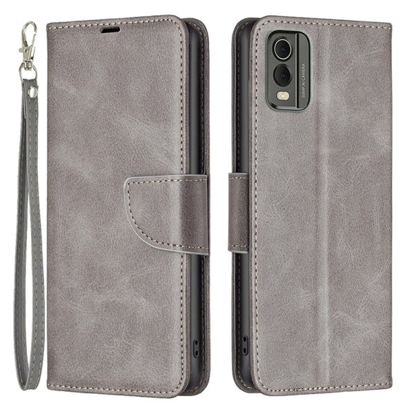 For Nokia C32 Textured PU Leather Stand Phone Case Anti-drop Solid Color Wallet Cover Fashion