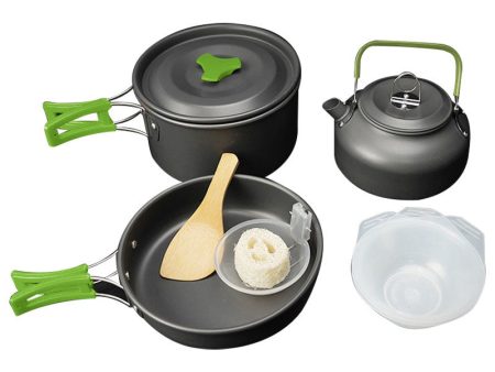 AOTU Outdoor Camping Cooking Set Pot Pan Teapot Cookware Set (No FDA Certificate, BPA-Free) For Cheap