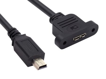 U3-012-MN 50cm Micro 3.0 Type-B Female to Mini USB 2.0 5Pin Male 480Mbps Cable Screw Mount Type Extension Cord Fashion