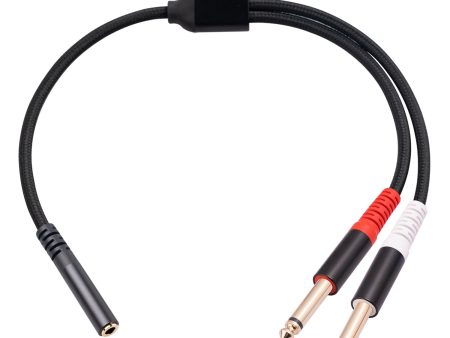 3717 0.3m 3.5mm Female to 2x 6.35mm 1   4 inch TS Mono Male Jack Audio Adapter Cable For Sale