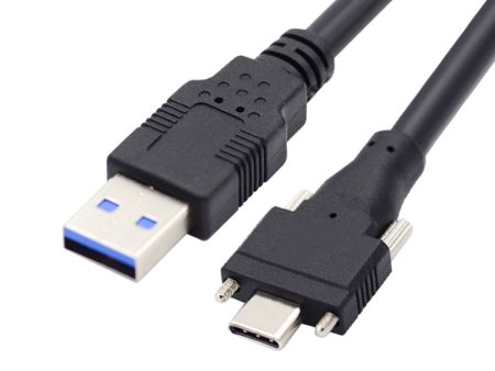 UC-048-4.9M 4.9m USB-A 3.0 Male to Type-C 3.1 Dual Screw Locking 22AWG Data Cable for Camera (without Chip, M2 Screw) For Discount