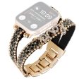 For Apple Watch Series 8 7 41mm   Series 6 5 4 SE SE (2022) 40mm   Series 1 2 3 38mm Leather+Metal Watch Strap with Rhinestone Online now