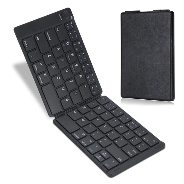 B047S Universal Folding Keyboard for Cell Phone Tablet Laptop Leather Covered Bluetooth Wireless Keyboard Online Hot Sale