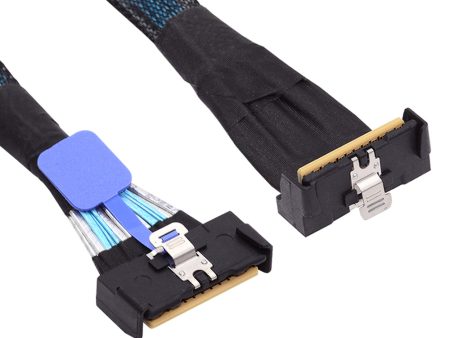 SF-063-UP 35cm PCI-E 5.0 Mini Cool Edge IO MCIO Angled PCI-E Slimline SAS 8i 74Pin Male to MCIO 74Pin Male Extender Cable For Sale