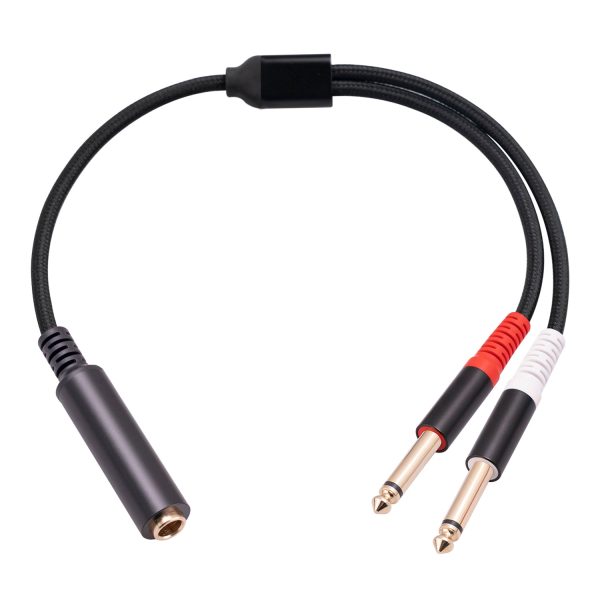 3719 0.3m 6.35mm 1   4 inch Stereo TRS Female to Dual 6.35mm Mono TS Male Cord Y Splitter Cable Discount