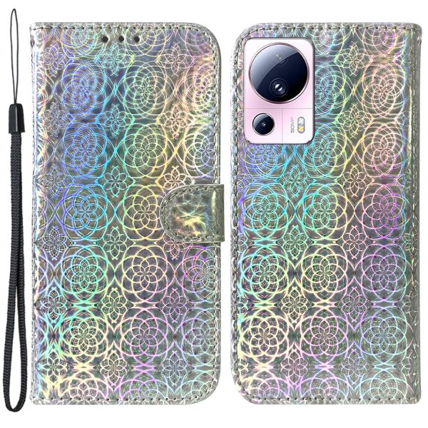 For Xiaomi 13 Lite   Civi 2 5G PU Leather Wallet Phone Case Dazzling Flower Pattern Flip Stand Shockproof Shell For Discount