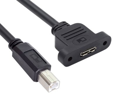 U3-012-BM 50cm Micro 3.0 Type-B Female to Type-B USB 2.0 Male Cable Screw Mount Type 480Mbps Extension Cord Online now